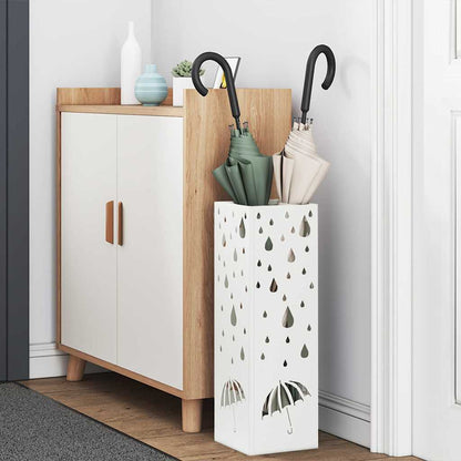 vidaXL Rain Umbrella Stand White 15.5 x 15.5 x 49 cm Steel