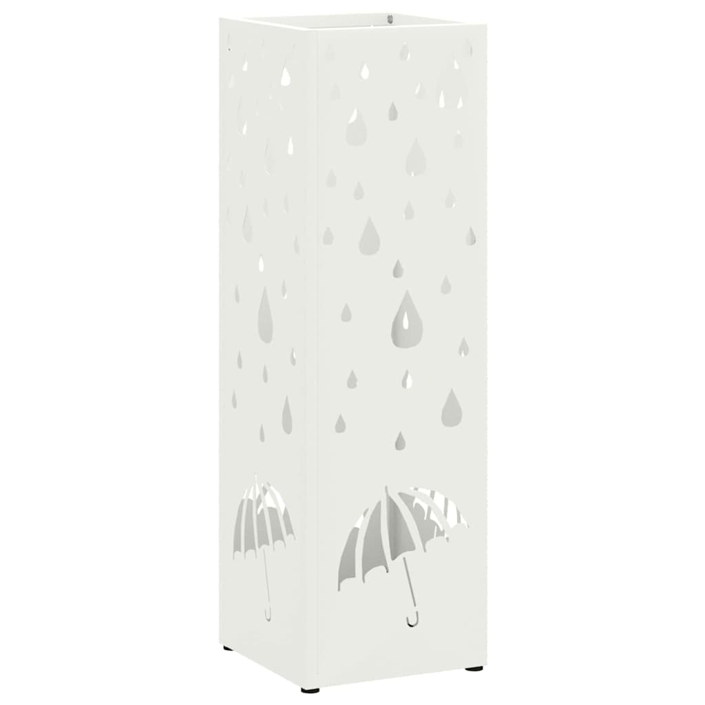 vidaXL Rain Umbrella Stand White 15.5 x 15.5 x 49 cm Steel