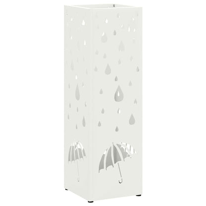 vidaXL Rain Umbrella Stand White 15.5 x 15.5 x 49 cm Steel