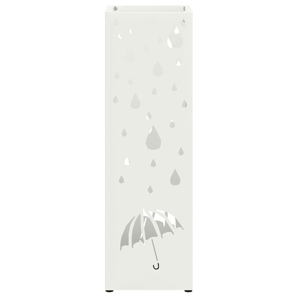 vidaXL Rain Umbrella Stand White 15.5 x 15.5 x 49 cm Steel