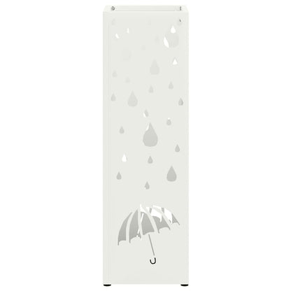 vidaXL Rain Umbrella Stand White 15.5 x 15.5 x 49 cm Steel
