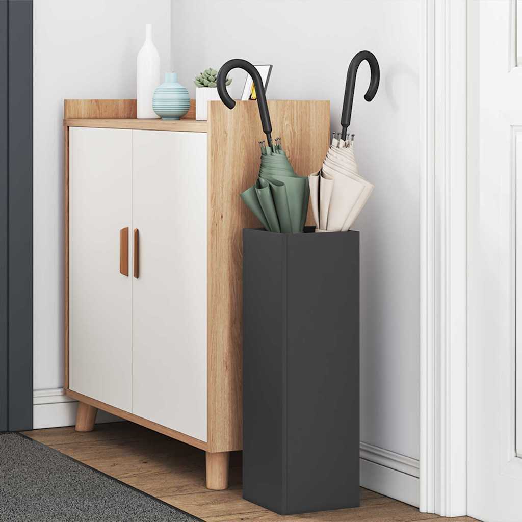 vidaXL Umbrella Stand with Storage Black 15.5 x 15.5 x 49 cm Metal