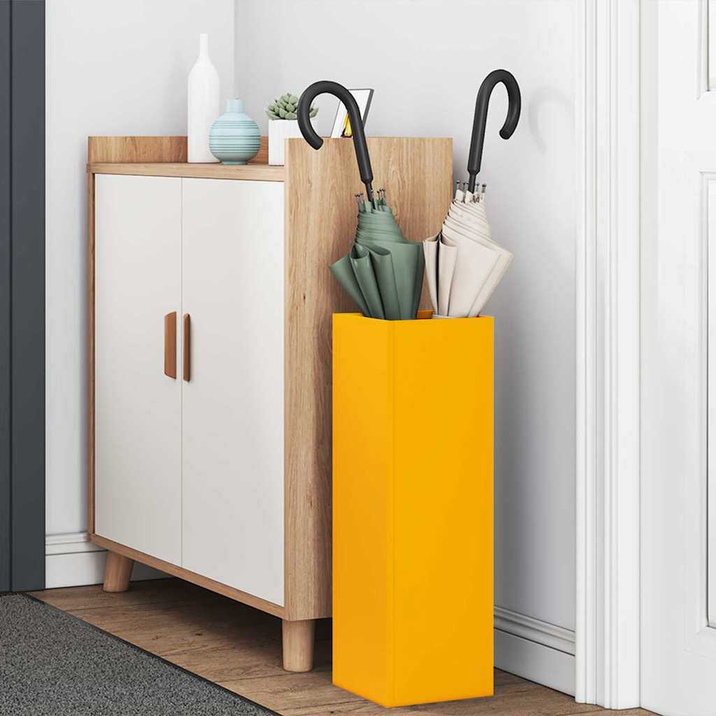 vidaXL Umbrella Stand with Storage Mustard 15.5 x 15.5 x 49 cm Metal