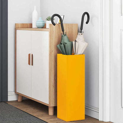 vidaXL Umbrella Stand with Storage Mustard 15.5 x 15.5 x 49 cm Metal