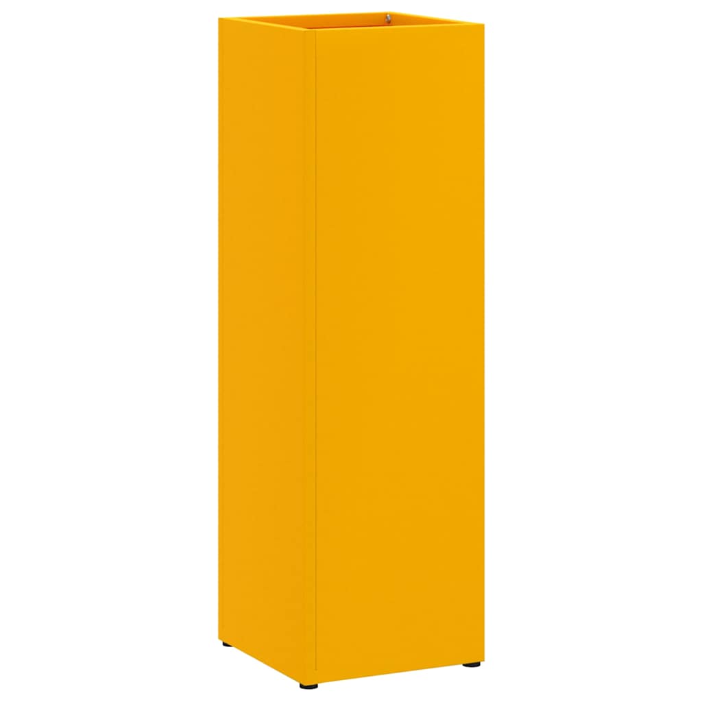 vidaXL Umbrella Stand with Storage Mustard 15.5 x 15.5 x 49 cm Metal