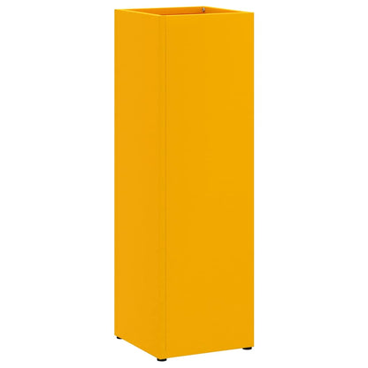 vidaXL Umbrella Stand with Storage Mustard 15.5 x 15.5 x 49 cm Metal