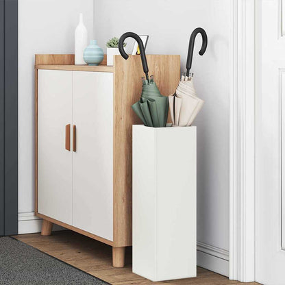 vidaXL Umbrella Stand with Storage White 15.5 x 15.5 x 49 cm Metal