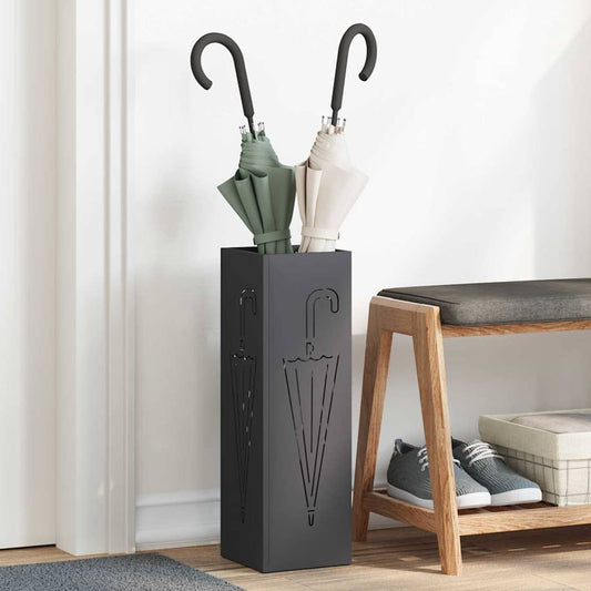 vidaXL Rain Umbrella Stand Black 15.5 x 15.5 x 49 cm Steel
