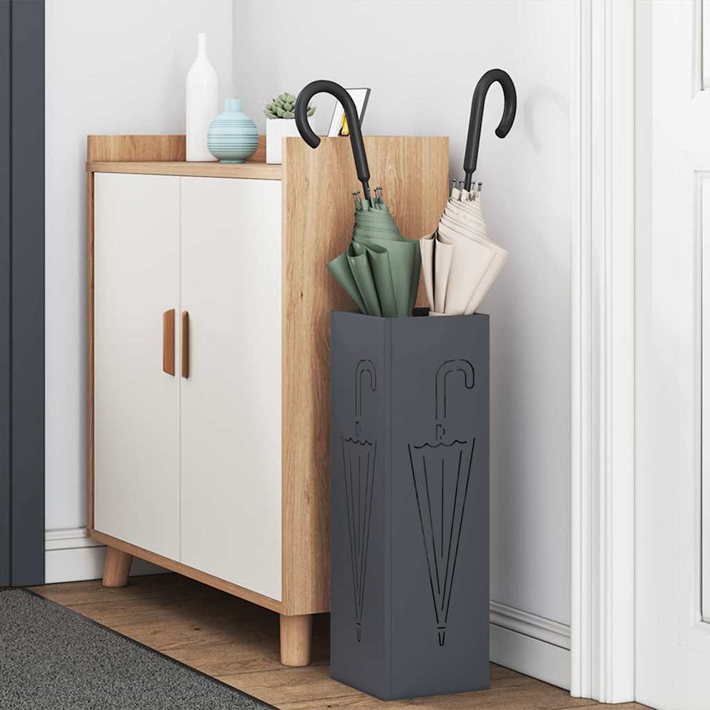 vidaXL Rain Umbrella Stand Anthracite 15.5 x 15.5 x 49 cm Steel