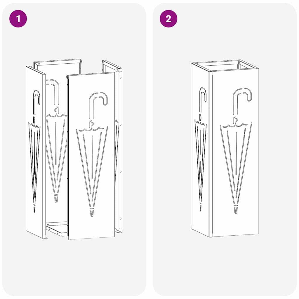 vidaXL Rain Umbrella Stand Mustard 15.5 x 15.5 x 49 cm Steel