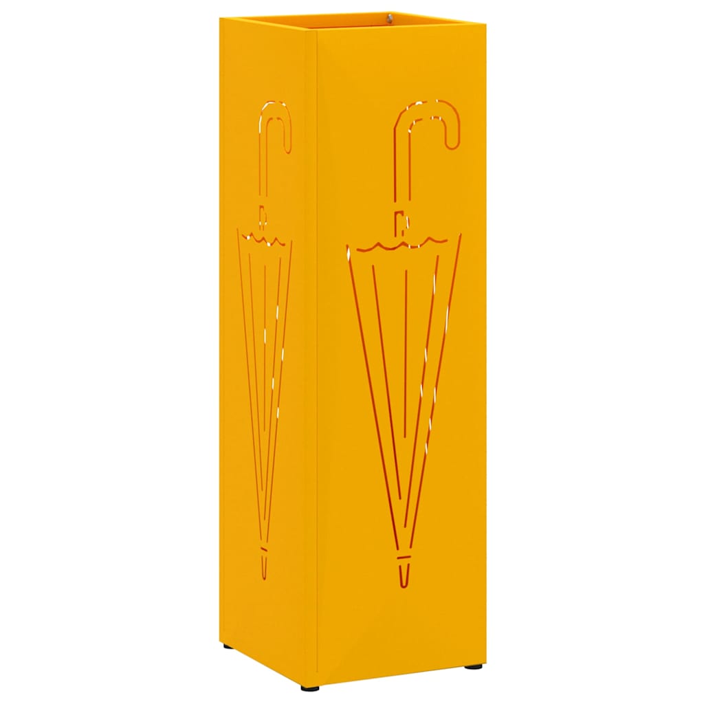 vidaXL Rain Umbrella Stand Mustard 15.5 x 15.5 x 49 cm Steel