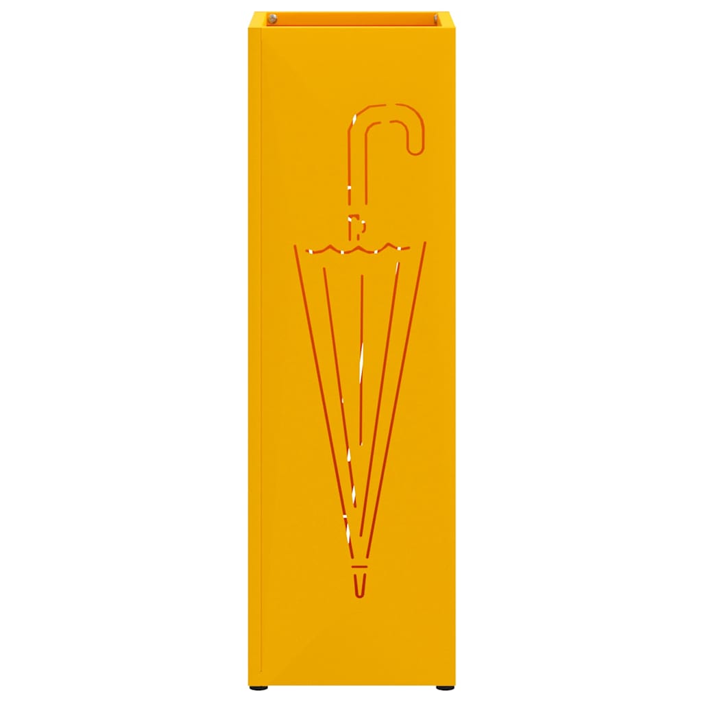 vidaXL Rain Umbrella Stand Mustard 15.5 x 15.5 x 49 cm Steel