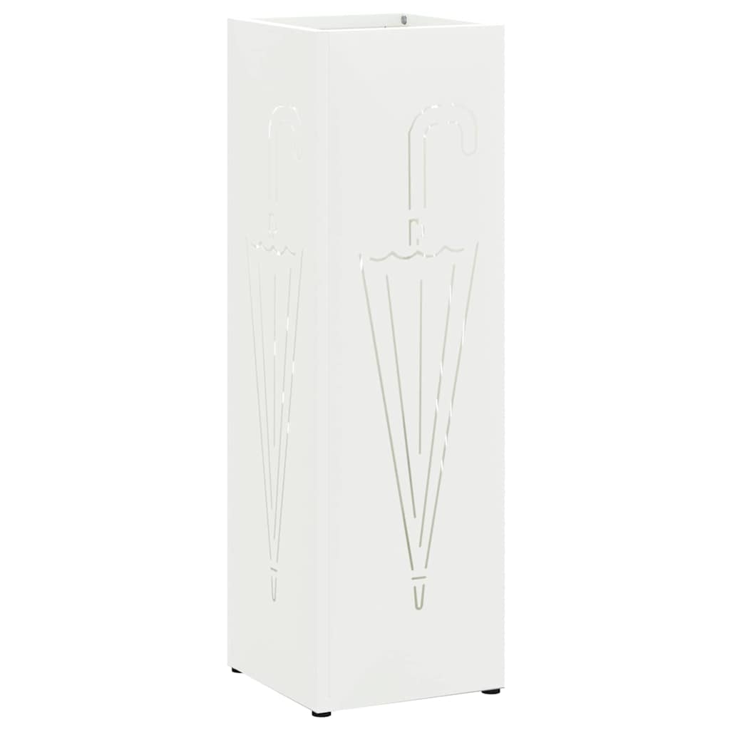 vidaXL Rain Umbrella Stand White 15.5 x 15.5 x 49 cm Steel
