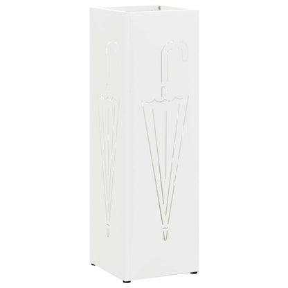 vidaXL Rain Umbrella Stand White 15.5 x 15.5 x 49 cm Steel