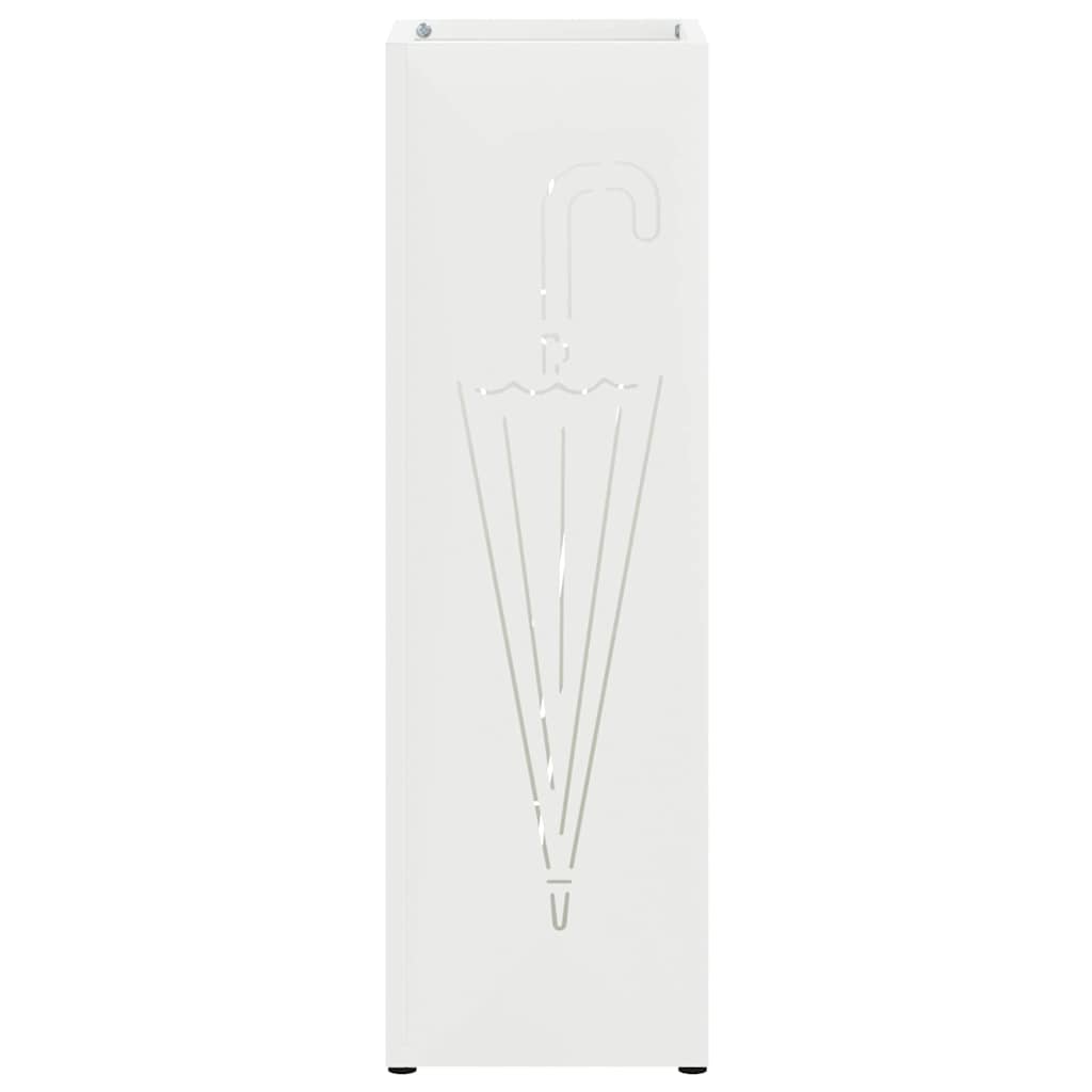 vidaXL Rain Umbrella Stand White 15.5 x 15.5 x 49 cm Steel