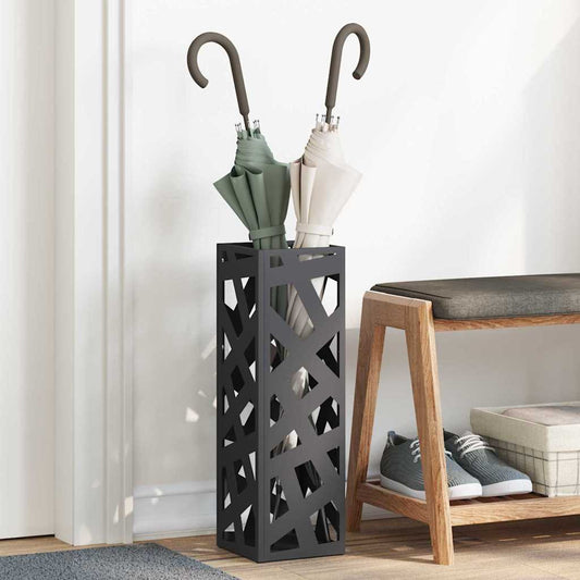 vidaXL Rain Umbrella Stand Black 15.5 x 15.5 x 49 cm Steel