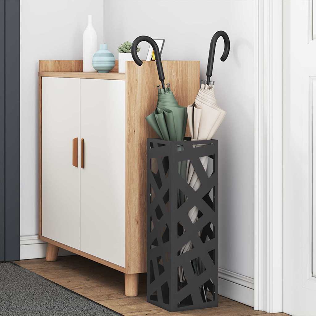 vidaXL Rain Umbrella Stand Black 15.5 x 15.5 x 49 cm Steel