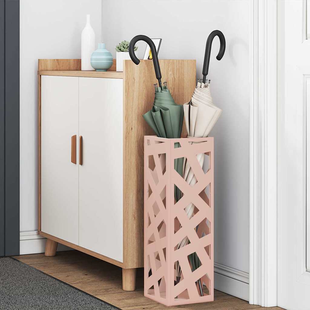vidaXL Rain Umbrella Stand with Storage Pink 15.5 x 15.5 x 49 cm Steel