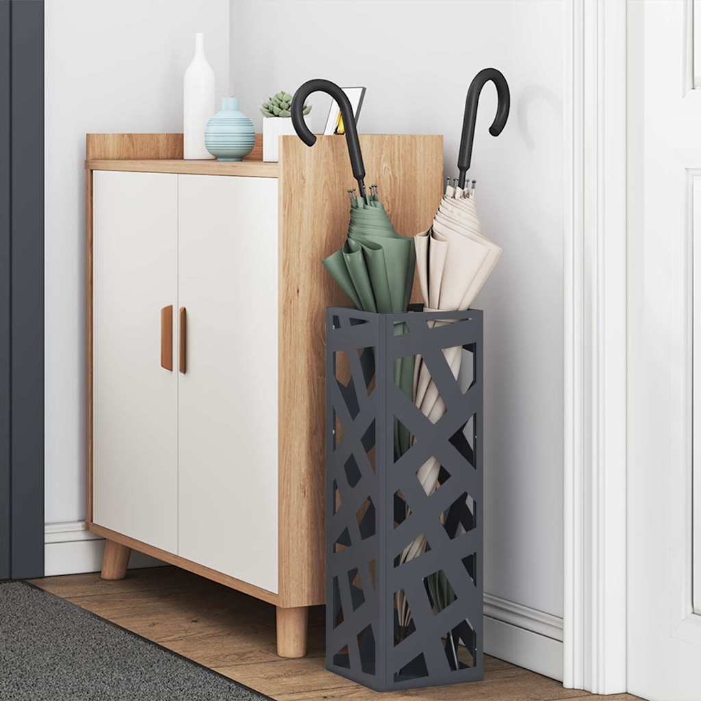 vidaXL Rain Umbrella Stand Anthracite 15.5 x 15.5 x 49 cm Steel