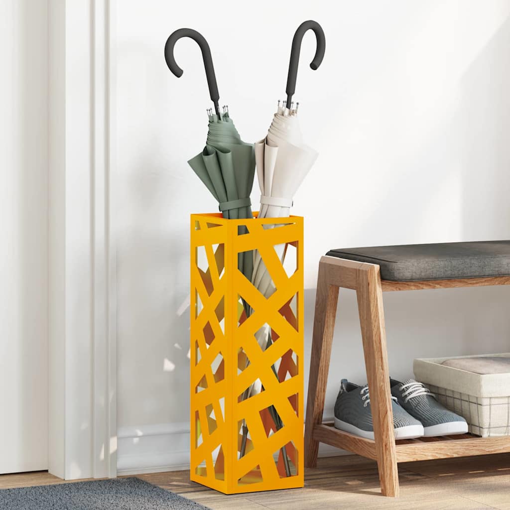 vidaXL Rain Umbrella Stand Mustard 15.5 x 15.5 x 49 cm Steel