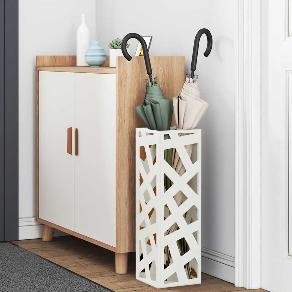 vidaXL Rain Umbrella Stand White 15.5 x 15.5 x 49 cm Steel