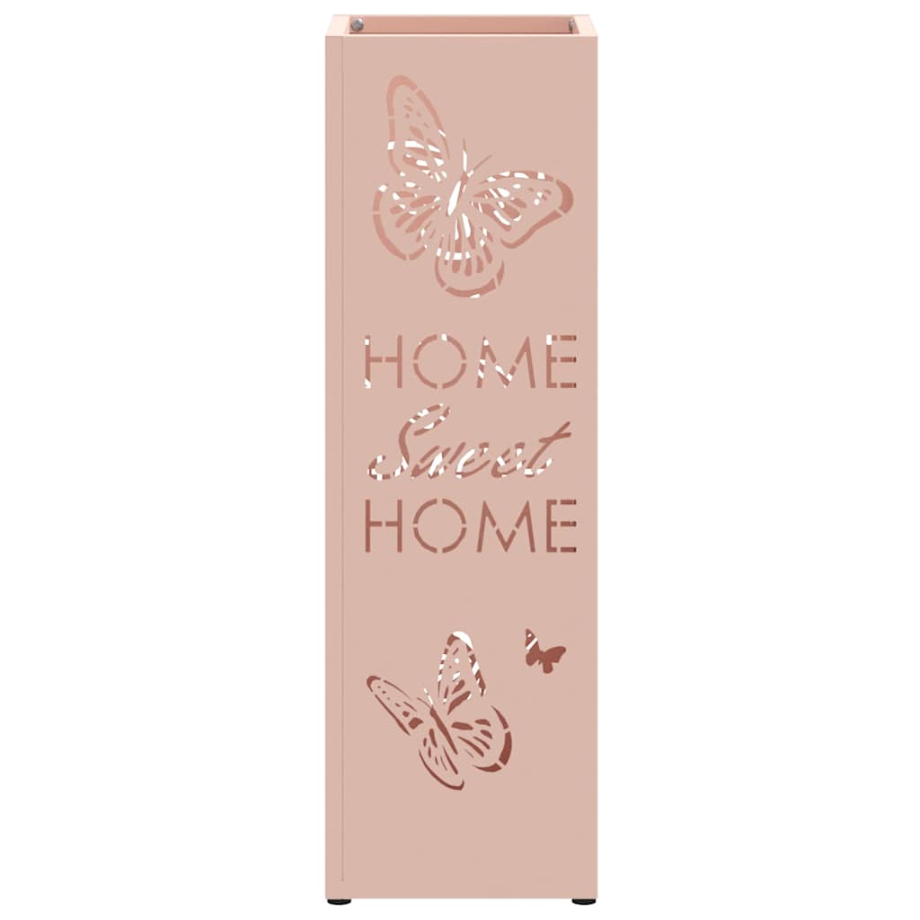 vidaXL Umbrella Stand with Storage Pink 15.5 x 15.5 x 49 cm Metal