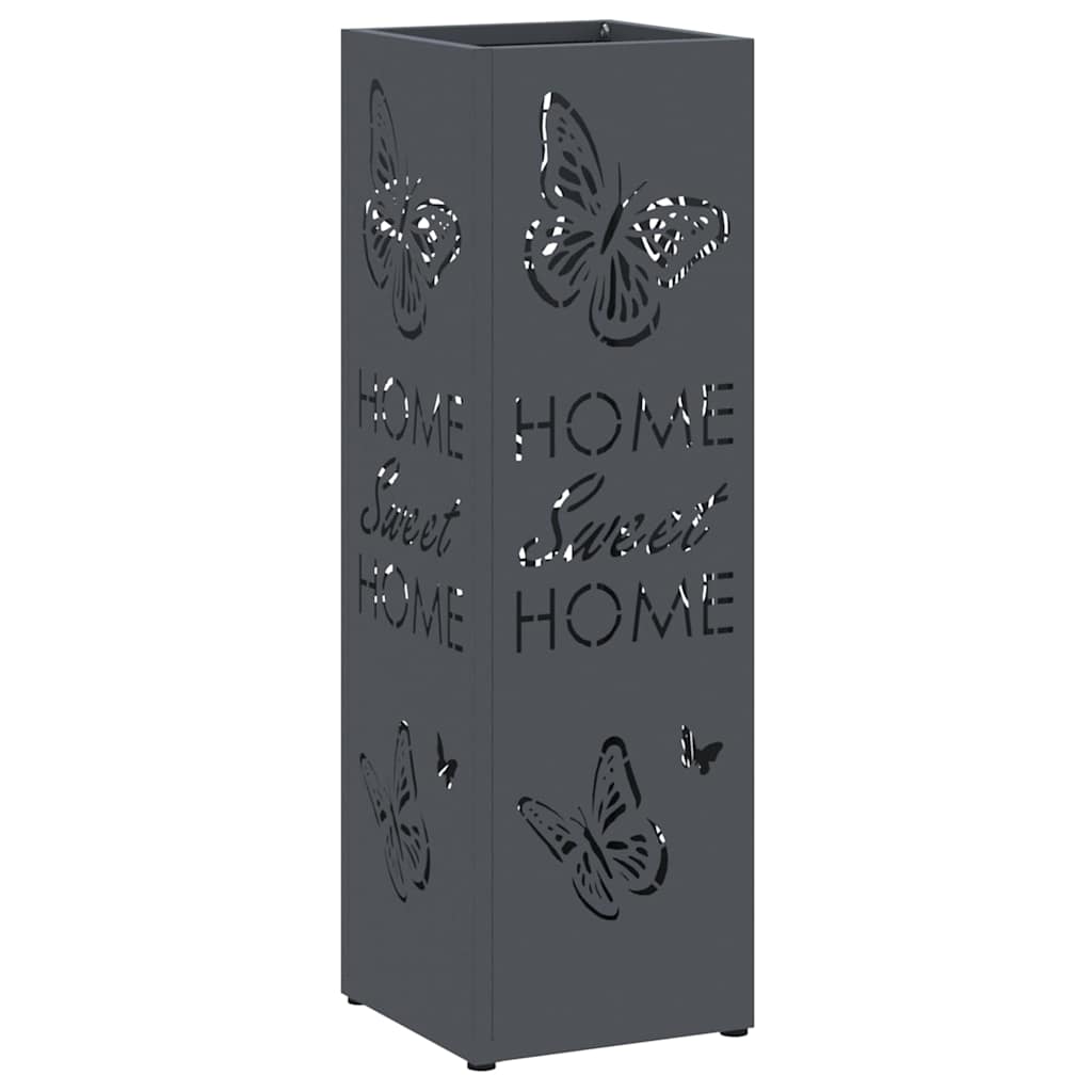vidaXL Umbrella Stand Anthracite 15.5 x 15.5 x 49 cm Metal
