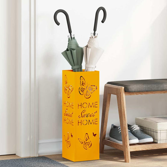 vidaXL Rain Umbrella Stand Mustard 15.5 x 15.5 x 49 cm Steel