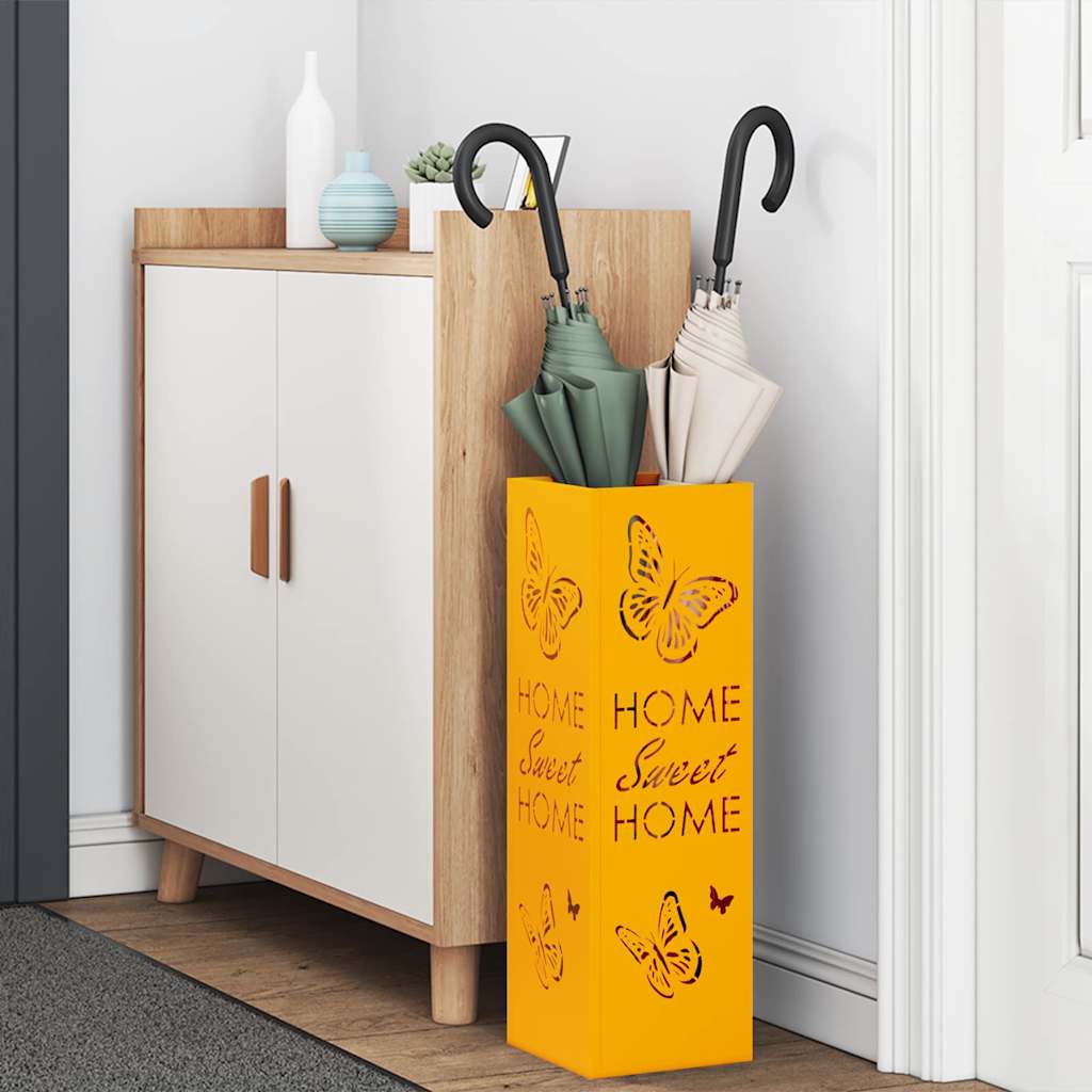 vidaXL Rain Umbrella Stand Mustard 15.5 x 15.5 x 49 cm Steel