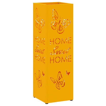 vidaXL Rain Umbrella Stand Mustard 15.5 x 15.5 x 49 cm Steel