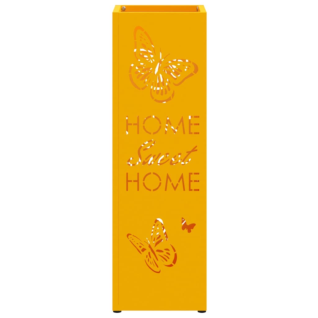 vidaXL Rain Umbrella Stand Mustard 15.5 x 15.5 x 49 cm Steel