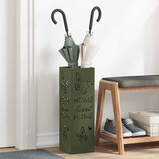 vidaXL Rain Umbrella Stand Olive 15.5 x 15.5 x 49 cm Steel