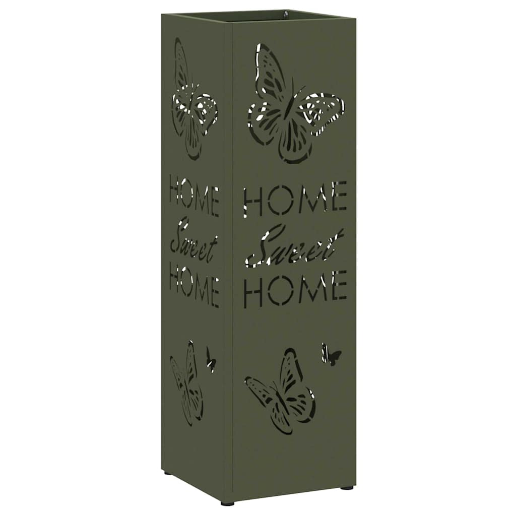 vidaXL Rain Umbrella Stand Olive 15.5 x 15.5 x 49 cm Steel