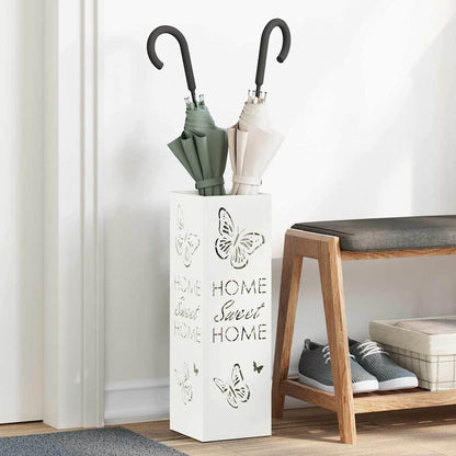 vidaXL Rain Umbrella Stand White 15.5 x 15.5 x 49 cm Steel