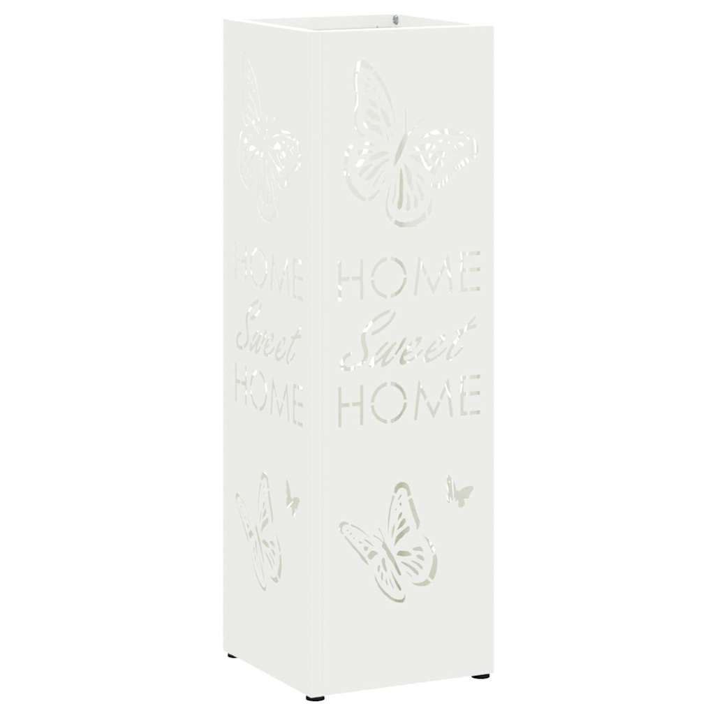 vidaXL Rain Umbrella Stand White 15.5 x 15.5 x 49 cm Steel