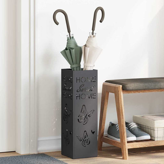 vidaXL Rain Umbrella Stand Black 15.5 x 15.5 x 49 cm Steel