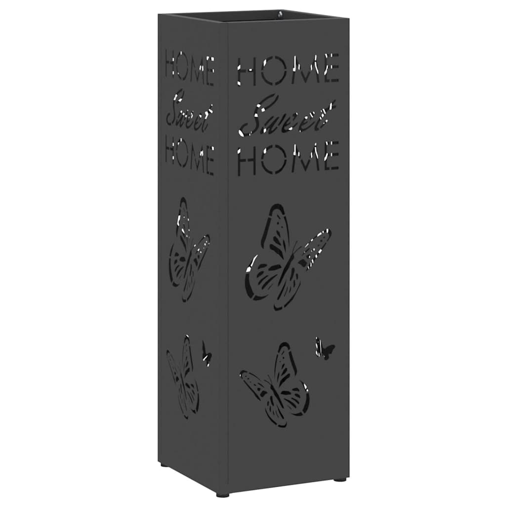 vidaXL Rain Umbrella Stand Black 15.5 x 15.5 x 49 cm Steel