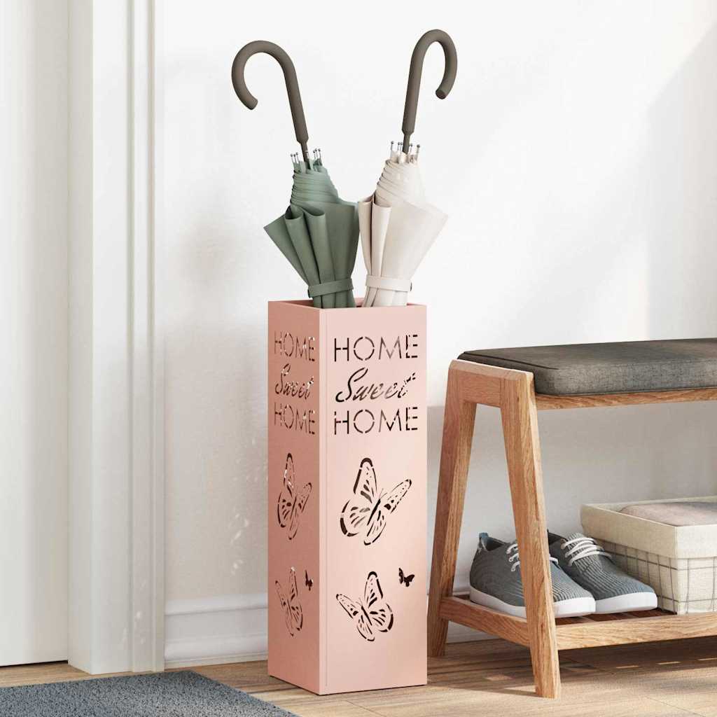 vidaXL Umbrella Stand with Storage Pink 15.5 x 15.5 x 49 cm Metal
