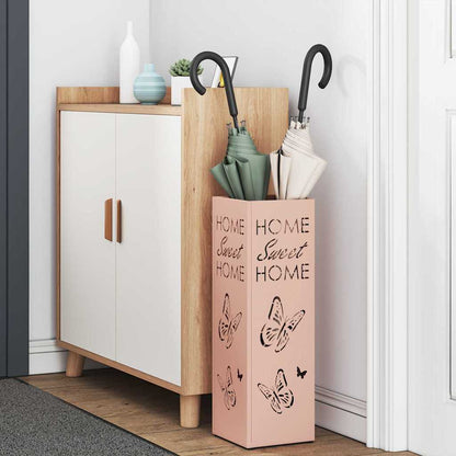 vidaXL Umbrella Stand with Storage Pink 15.5 x 15.5 x 49 cm Metal