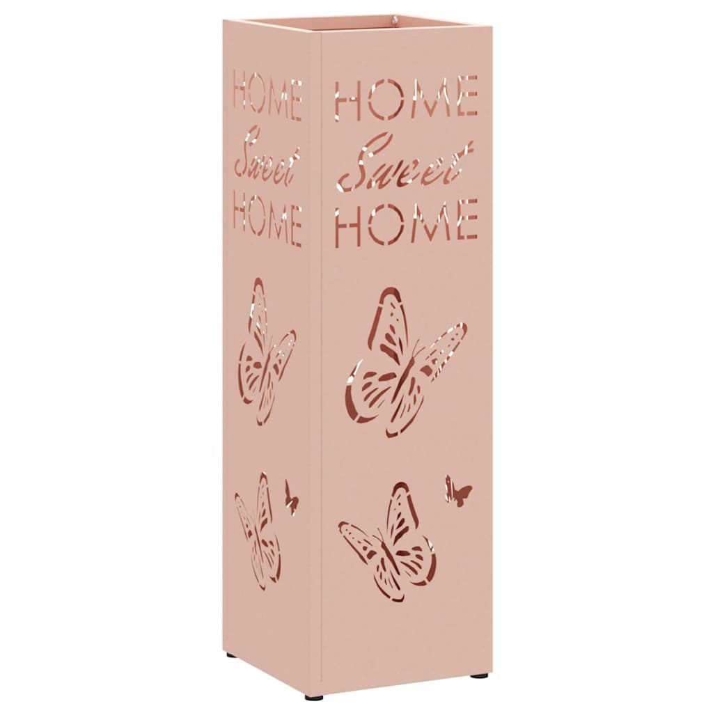 vidaXL Umbrella Stand with Storage Pink 15.5 x 15.5 x 49 cm Metal