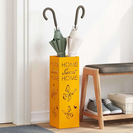 vidaXL Rain Umbrella Stand Mustard 15.5 x 15.5 x 49 cm Steel
