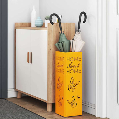 vidaXL Rain Umbrella Stand Mustard 15.5 x 15.5 x 49 cm Steel