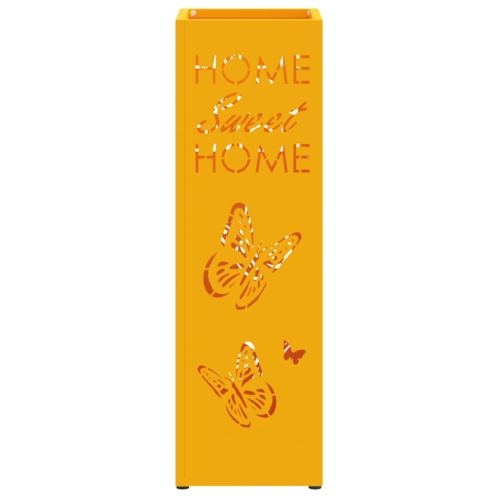 vidaXL Rain Umbrella Stand Mustard 15.5 x 15.5 x 49 cm Steel