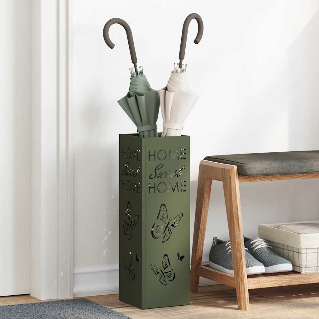 vidaXL Rain Umbrella Stand Olive 15.5 x 15.5 x 49 cm Steel