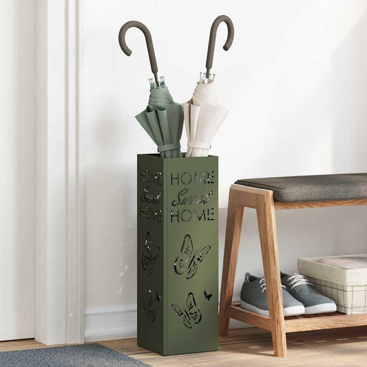 vidaXL Rain Umbrella Stand Olive 15.5 x 15.5 x 49 cm Steel