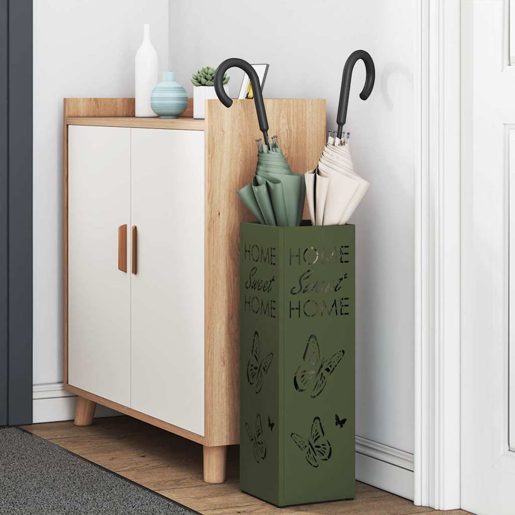 vidaXL Rain Umbrella Stand Olive 15.5 x 15.5 x 49 cm Steel
