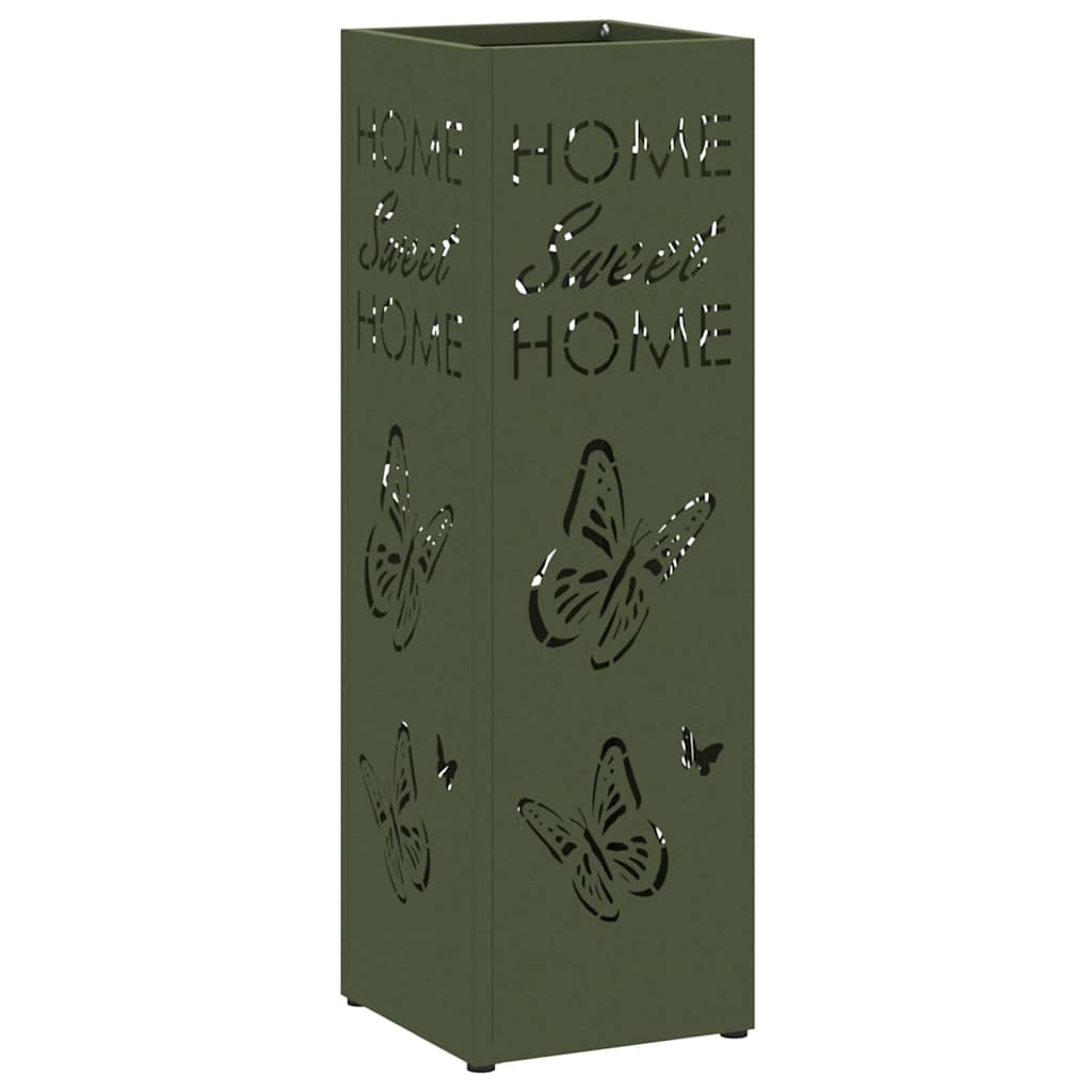 vidaXL Rain Umbrella Stand Olive 15.5 x 15.5 x 49 cm Steel