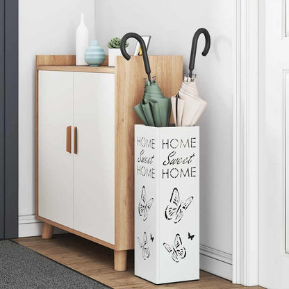 vidaXL Rain Umbrella Stand White 15.5 x 15.5 x 49 cm Steel