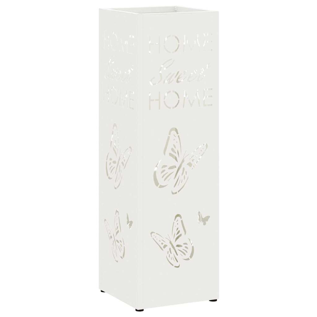 vidaXL Rain Umbrella Stand White 15.5 x 15.5 x 49 cm Steel
