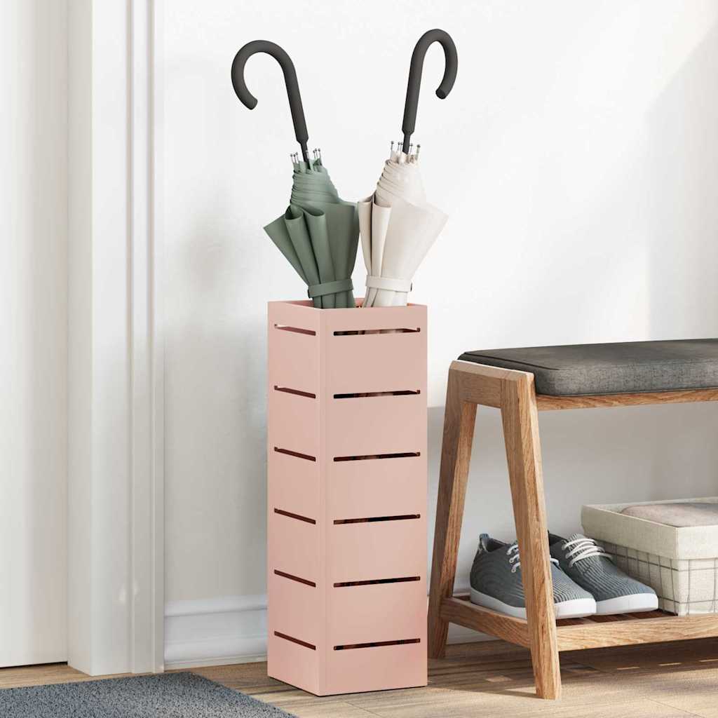 vidaXL Umbrella Stand with Storage Pink 15.5 x 15.5 x 49 cm Metal